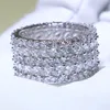 Rozmiar 5-10 Luksusowa biżuteria 925 Sterling Silver 5 rzędów 5a Cubic Cyrkonia Marquise CZ Kochania Pierścionki Biurowe Party Wedding Band Pierścionek dla kobiet Prezent