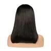 Pełne Koronki Ludzkie Włosy Peruki Dla Kobiet Natural Black 130% Gęstość Peruwiański Remy Hair Silky Proste Krótkie Koronki Bob Koronki Przednie Ludzkie Włosy Peruki