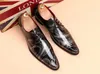 Men's genuine patent leather dress shoes pointed toes lace up printed smart casual red wedding shoes dark blue sliver leopard