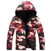 Gros-Mens Camouflage Vestes Hiver Hoodies réversible Double Face Vêtements Slim Vestes À Capuchon Manteaux Armée Vert / Rouge / Bleu 3XL