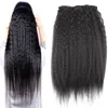 Tanie klips w ludzkich rozszerzeń włosów Naturalne czarne włosy Yaki Clip in Extensions 10 sztuk Kinky Prosto Clip in Extensions 120g