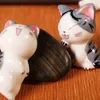 Kawaii – chat fromage en céramique, 10 pièces, décoration de maison, artisanat, décoration de salle, figurines d'animaux en porcelaine, chat porte-bonheur, jouet pour filles, ornements, cadeau