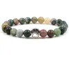 Bracelet à breloques patte d'empreinte, 7 couleurs, 8mm, Agate colorée, perles en pierre naturelle, bijoux extensibles pour amoureux des animaux de compagnie