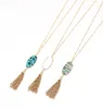 Fashion 10Styles Gold Color natural stone Geometry Turquoise Shell Tassel druzy drusy statement necklace For Women brand Jewelry