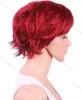 Short Side Bang Slightly Curled Synthetic Wig Womens Wig Red Hair