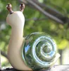 Ceramiczne Ogród Zielony Uśmiechający ślimaki Home Decor Rzemiosło Dekoracja Rękodzieła Ornament Porcelanowy Figurki Ogrodowa Dekoracja