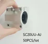 50PCS /ロットSC20UU-AJ SCJ20UU 20mm調整可能なリニアケース単位リニアブロックベアリングブロックCNCルーター3Dプリンタ部品