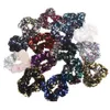 Women Girls reversible Shiny Sequin Scrunchies Glitter Hair Ties Ponytail Holders Rope Dance scrunchy Elastic Hair Bands Accessories FJ3354