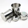 Stainless Steel Portable Outdoor Travel Camping Folding Collapsible Cup Metal Telescopic Keychain, 4 / 6 /10 Oz