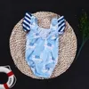 2018 kid meninas do bebê lama animal maiôs menina swimwear listrado azul one-piece swimsuit maiô verão bonito praia crianças roupas 1-7A