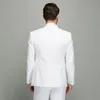 Classic Handsom Dwa Przyciski White Wedding Groom Tuxedos Mężczyźni Garnitury Ślub / Prom / Dinner Best Man Blazer (Kurtka + Krawat + Spodnie) N61