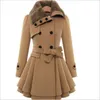 Cappotto trench da donna in misto lana Cappotto invernale con risvolto a maniche lunghe Cappotto doppiopetto slim fit Taglie forti 5XL