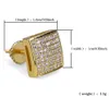 MENS 3D XL Stor CZ Micro Pave Bling Bling Earrings Square Curved Screen Block Back Back Stud Earring Hip Hop Jewelry2342