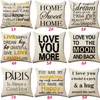 List Ty jesteś moim słońcem Kocham cię Pillow Case Cushion Cover Linen Throw PillowCases Sofa Poduszki Obejmuje Xmas Prezenty 18 * 18 cali HH7-1392