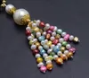 Handgemaakte mooie natuurlijke 4-5mm barokke multicolor zoetwaterparels 6-7mm witte parel kwastje ketting fashion jewlery