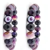 Natural Cristal Pulseira Pulseira 14mm Roxo Striped Dream Afate Bola DIY Cristal Bead Pulseira Jóias Mulheres