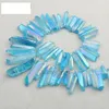 50g 1215pcTitanium sky blue Crystal Quartz Rock Pendant Natural form Spikes Points Drilled Briolettes Women necklace birthd8705826