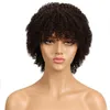 Afro Kinky Curly Hair Short Human Hair Capless Wigs 2#Color Virgin Hair Bob Short Wigs For Black Women