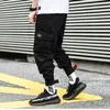 Moda camuflagem estilo punk homens corredor calças juventude streetwear hip hop jeans homens grandes bolso cargo calças harem calças homme