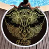 Elephant Bohemian Tassel Tapestry Black 150cm Round Beach Towel Large for Adults Microfiber Toalla Absorbent Blanket Mats