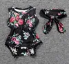 Ropa de bebé Niñas Ins Conjuntos de ropa floral Mamelucos Diadema Trajes Niños Verano Borla Monos Sin mangas Moda Body Onesies BYP4159