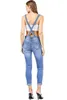 Nova mulher macacão jeans moda punhos capris jeans rasgado casual sexy bodysuit shopping343i