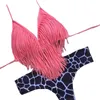 Tassel Bra Femme Leopard Sexy Bikini Bandage Bandage de maillot de bain Push Up Up Up Sport Pink Top Swwear Plus Size Beachwear9296644