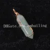 Hexagonal Natural Quartz Stone Pendant Healing Crystal Full Gold Plated Wire Wrap Gemstone Pendant for Women Necklace Reiki Jewelry Making