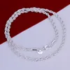 Fashion 925 Sterling Silver Set Solid Rope Chain 4MM Men Women Bracelet Necklace 16quot24inch jewelry Link Italy Xmas New S0518323429