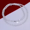 Moda 925 STERLING srebrny łańcuch solidny łańcuch linowy 4 mm mężczyzn kobiet Naszyjnik Bransoletka 16 Quot24 cali biżuteria Link Włochy Xmas Nowe S0517279344