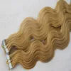 100g 40pcs #27 Strawberry Blonde Skin Weft Tape Hair Extensions Double Drawn Adhesive Hair Brazilian Body Wave On Adhesive Invisibl Hair