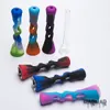 Silicone smoking hand pipe for herb/ tabacco with glass tube inside Food Grade smoke accessories bong