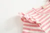 vêtements fille Ins style Filles Enfants Manches Longues O-cou Stripped Licorne imprimer tout match t-shirt fille enfant 100% coton t-shirt confortable