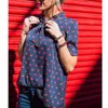 Vrouwen zomer tops lip print blouse nieuwe mode korte mouw boog chiffon shirts revers nek kantoor blouse casual blouses