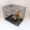 Mer storlek Mode Sturdy Slitstarkt Vikbar Pet Wire Cat Puppy Cage Suitcase Kennel PlayPen med bricka