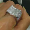 Bijoux fantaisie, bijoux majestueux, 168 pièces, pierre de Zircon 5A, bague de mariage remplie d'or blanc 10KT, Sz 5-10 2450