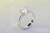 Yhamni 100% Original Solitaire Ring Ring 925 Sterling Silver Bröllop Smycken För Kvinnor Naturliga 6mm Diamant Förlovningsringar RA049