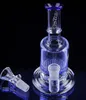 Ny design med perkolator honeycomb perc tvåfunktions glasbong vattenpipa böjd nackbong bubber 14,4mm led