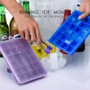 15 Slot Silicone Congelamento Gelo Cubo Molde DIY Pudim Jelly Maker Molde Macio Bendable Cubos de Gelo Cubos Moldes de Bandeja com capa