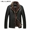 도매 - velaliscio 2017 새로운 모피 재킷 겨울 남성 가죽 옷깃 패션 짙어지는 재킷 PU 재료 자켓 코트