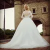 High-Quality Fashion Wedding Dresses New Bride A Word Shoulder Tail White Round Neck Back Button Mop Beach Wedding Dresses