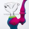 유리 그릇과 실리콘 버블 러 실리콘 다운 스템 실리콘 연기 파이프 허브 물 파이프 휴대용 손으로 물 담뱃대 담배 건조한 색상 488