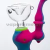 Burbuja de silicona con recipiente de vidrio Tallo de silicona Pipa para fumar Hierba Pipas de agua Mano portátil Hookah Tabaco Colores secos 488