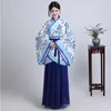 Kinesiska antika kläder Kvinnor Traditionell kostym Klassisk Elegant Blå Och Vit Porslin Style Vestido Hanfu Kvinnor Stage Slitage