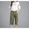 Vrouwen Cargo Shorts Zakken Knie Shorts Button Streetwear Broek Solide Losse Korte Broek