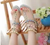 Women colorful shoes with buckle flat sandals rivets summer sandalia feminina open toe fashion flats super larger size 12 14 13