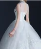 Vestido de novia con cuentas de tul y cristales, vestido de novia Vintage 2019 con cuello joya, vestido de novia con espalda abierta