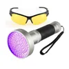 30pcs 390-400NM 100LED torcia UV luce nera macchie di urina per animali domestici torcia rivelatore di banconote con occhiali da sole UV occhiali di sicurezza