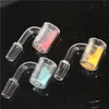 Fumer Banger Quartz Thermique avec Sables de Couleur 14mm 90 Degrés Double Tube Thermo Chromique Seau Nail pour Plates-Formes Pétrolières Bongs En Verre