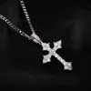 New Mens Luxury Micro Pave Iced Out 큐빅 지르코니아 크로스 펜던트 목걸이 Tennnis Chain230z가있는 패션 참 쥬얼리